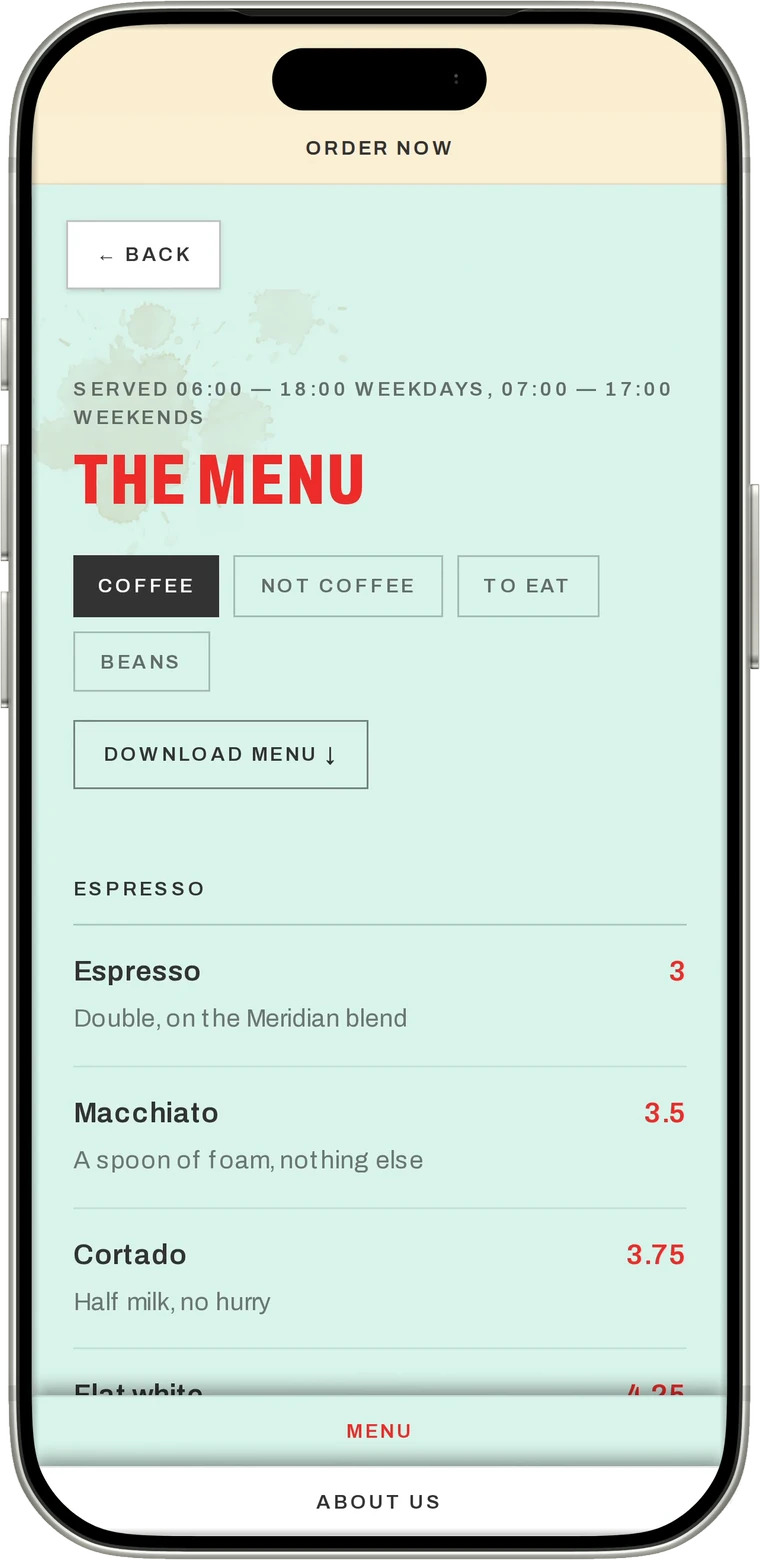 Meridian Coffee Co. — mobile 3