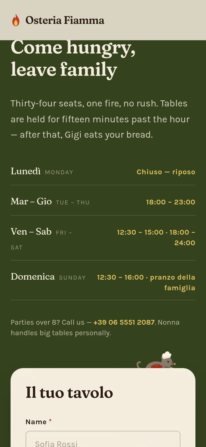 Osteria Fiamma — mobile 3